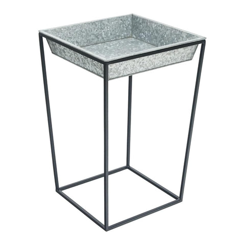 Oakestry Arne Plant Stand 22 Inch Height Metal Frame With Galvanized Tray for Indoor Outdoor Pots Planters Balcony Patio Floor Display Decorative Stable Modern Home Garden Decor Use