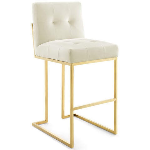 Oakestry Premium Privy Gold Stainless Steel Performance Velvet Bar Stool Suitable for Elegant Home Styling Decorative Display Arrangements and Refined Placement Throughout Living Areas
