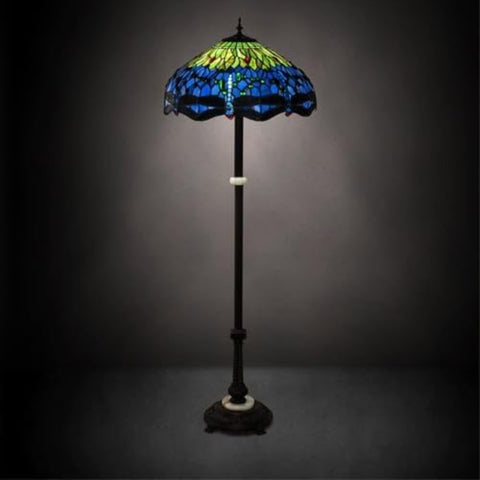 Oakestry 62 inches High Tiffany Hanginghead Dragonfly Floor Lamp Elegant Floor Lamp Stained Glass Lighting Decorative Home Living Room Bedroom Office Vintage Style Durable Build Ambient Light