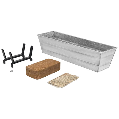 Oakestry Garden Growing Kit Small White Planter with 2x6 Railing Brackets Self Watering Balcony Garden Box Secure Fit Modern Outdoor Decorative Design