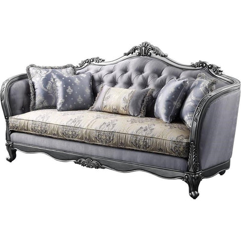 ACME Sofa w/5 Pillows Ariadne collection - Fabric & Platinum
