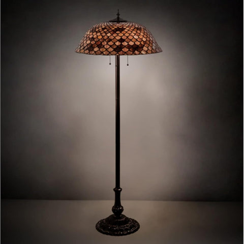Oakestry 64 inches H Tiffany Fishscale Floor Lamp Elegant Floor Lamp Stained Glass Lighting Decorative Home Living Room Bedroom Office Vintage Style Durable Build Ambient Light