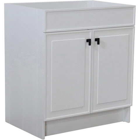 Oakestry 30" Single Sink Foldable Bathroom Vanity Cabinet, White Finish, Freestanding Solid Wood & Plywood Vanity with Soft-Close Shaker Doors and Matte Black Hardware
