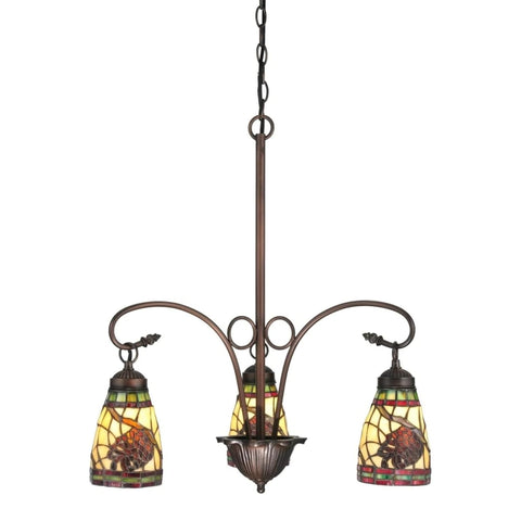 Oakestry 23 Inch Pinecone 3 Light Chandelier Rustic Woodland Ceiling Fixture Cabin Style Hanging Lamp Nature Inspired Vintage Lighting for Dining Room Living Room Décor