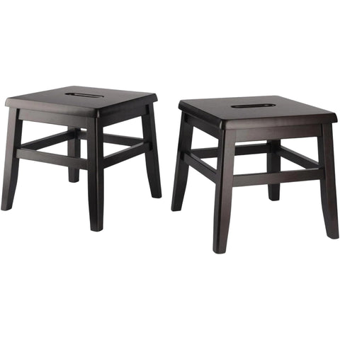 Oakestry Kaya 2-Pc Solid Wood Conductor Stool Set in Coffee, Portable Step & Seating Stools with Handle, Fully Assembled