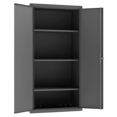 Oakestry Heavy Duty Cabinet 36 x 24 x 72 in 14 Gauge Steel 3 Adjustable Shelves Flush Doors Lockable Chrome Handle Gray Storage Cabinet