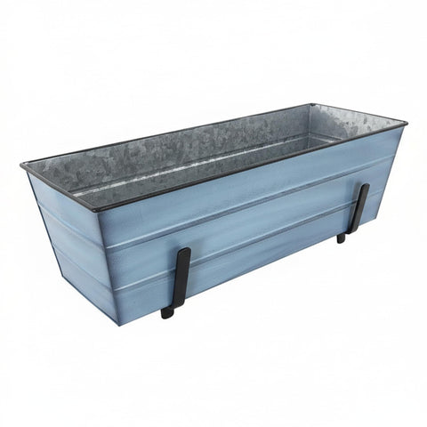 Oakestry Medium Blue Flower Box Brackets Mounted 2x6 Railing Planter Outdoor Balcony Deck Garden Window