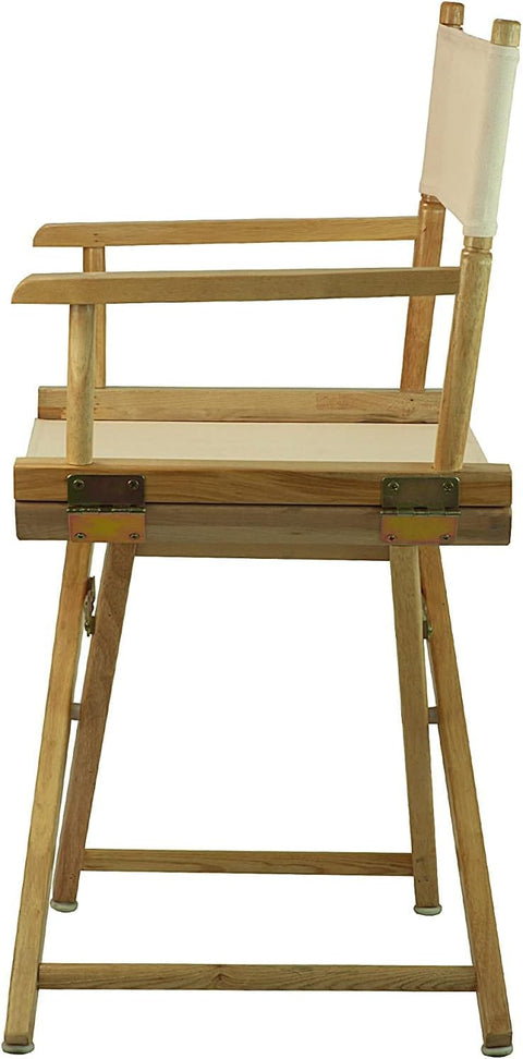 Oakestry 18" Foldable Director's Chair Natural Frame with Wheat Canvas and Professional use on Set