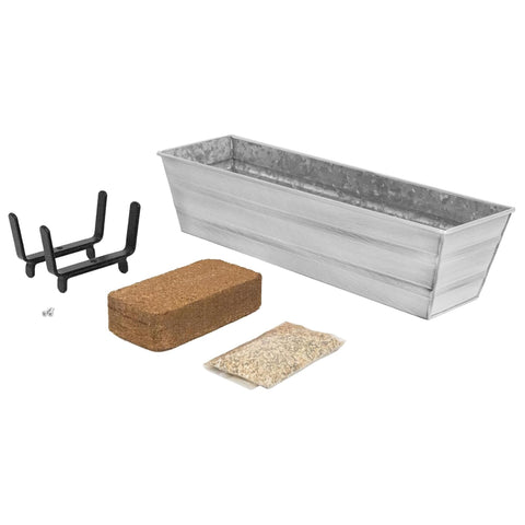Oakestry Garden Growing Kit Small White Planter with 2x4 Railing Brackets Self Watering Balcony Garden Box Clean Look Durable Weather Resistant Outdoor Build