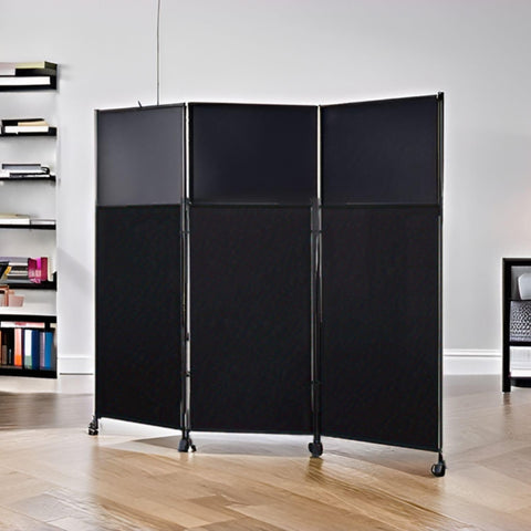 Oakestry 3-Panel Room Divider Freestanding Privacy Screen – Foldable Partition Wall, Space-Saving Decorative Panel for Home, Office, Bedroom, Living Room & Studio Apartment, Black