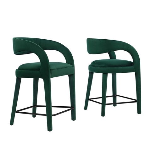 Oakestry Premium Pinnacle Performance Velvet Counter Stool Set of Two Suitable for Elegant Home Styling Decorative Display Arrangements and Refined Placement Throughout Living Areas