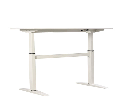 Oakestry Furniture Tech Adjustable Height Standing Desk White Modern Workstation Ergonomic Office Table Electric Lift Home Workspace Productivity Design Durable Stable Computer Setup