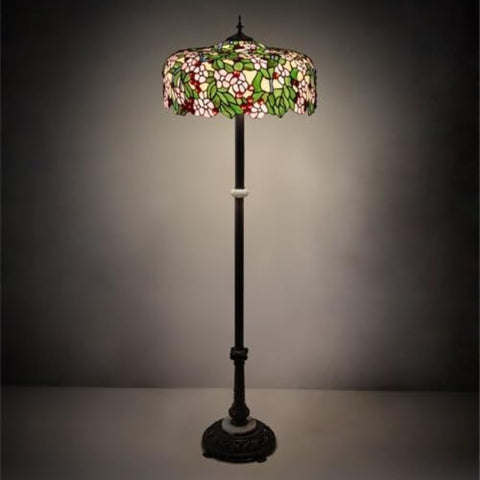 Oakestry 62Inch High Tiffany Cherry Blossom Floor Lamp Elegant Floor Lamp Stained Glass Lighting Decorative Home Living Room Bedroom Office Vintage Style Durable Build Ambient Light
