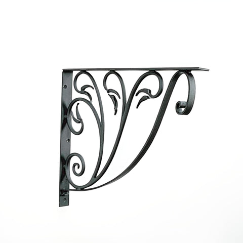 Oakestry Wrought Iron Leafy Leaf Mail Box Shelf Bracket Decorative Heavy Duty Wall Mount Holder Durable Black Powder Coated Organizer Outdoor Garden Patio Porch Rustic Vintage Home Accessory