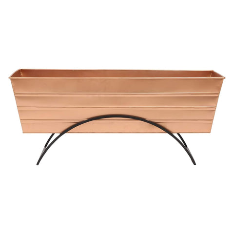 Oakestry Odette Metal Stand With Large Copper Flower Box Raised Planter Indoor Outdoor Patio Balcony Garden Display Decorative Accent Durable Space Saving Stylish Design for Home and Outdoor Use