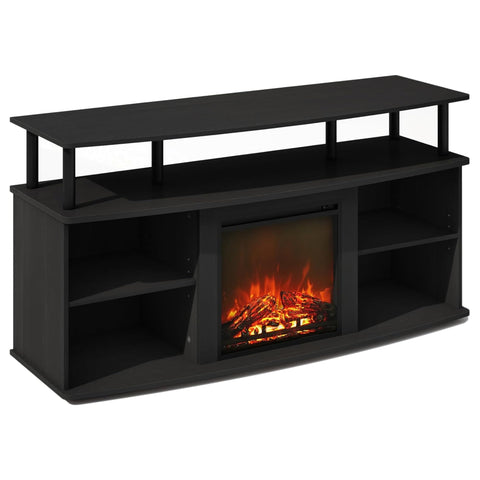 Oakestry Americano Electric Corner TV Console with Decorative Flame and Closed Cabinet Storage Modern Living Room Media Furniture