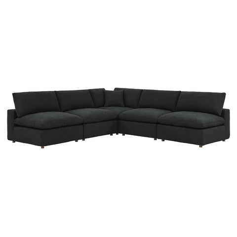 Oakestry Luxury Inspired Commix Down Filled Overstuffed Boucle Fabric 5-Piece Sectional Sofa Comfortable Indoor Sectional Sofa for Living Room Apartment Lounge Reception Area Everyday Premium Styling