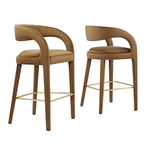 Oakestry Premium Pinnacle Performance Velvet Bar Stool Set of Two Designed to Complement Premium Decorative Themes Luxury Inspired Styling and Coordinated Everyday Home Presentation