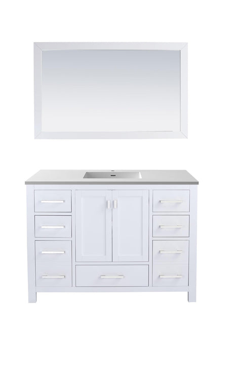 Oakestry Wilson 36" Bathroom Vanity with Integrated Sink, Solid Oak Wood Shaker Cabinet, Solid Surface Countertop, Soft Close Doors & Dovetail Drawers, 4 Built-in Outlets, White