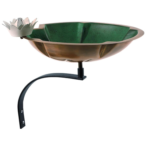 Oakestry Lilypad Birdbath Wall Mount Bracket Decorative Outdoor Garden Water Bowl Nature Inspired Design Space Saving Durable Build Patio Garden Accent Weather Resistant Long Lasting