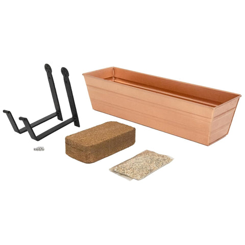 Oakestry Garden Growing Kit Small Copper Planter with Wall Brackets Self Watering Vertical Garden Box Space Saving Outdoor Wall Mount Decorative Solution