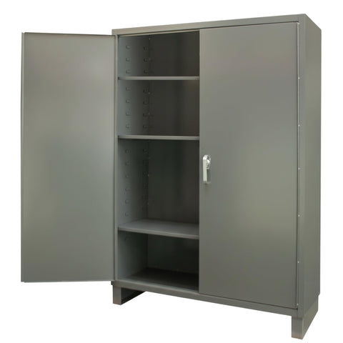 Oakestry 60 x 24 x 84 Heavy Duty Commercial Steel Storage Cabinet 14 Gauge with 3 Adjustable Shelves Flush Locking Doors Gray