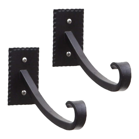 Oakestry Lodge Upcurled Bracket Two Pack Wall Mounted Hanging Brackets for Planters Lanterns Baskets Shelves Rustic Metal Decor Indoor Outdoor Garden Porch Patio Entryway Support Display Holder Mount
