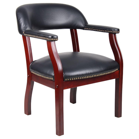 Boss Captains guest, accent or dining chair in Black Vinyl