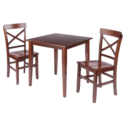 Oakestry Groveland 3-Piece Walnut Dining Set with Rectangular Table and X-Back Chairs, Classic Solid Wood Kitchen Set for Two