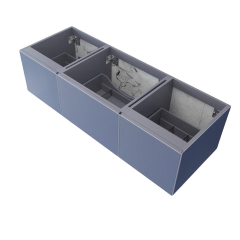 Oakestry Sixty Inch Nautical Blue Regal Double Sink Bathroom Vanity Cabinet with Concealed Full Width Pull Out Storage