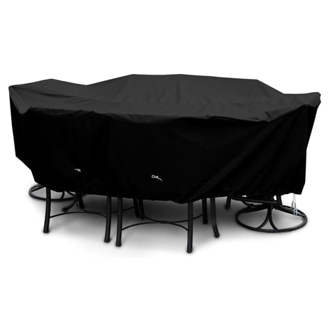 Oakestry Stylish Dustproof Table Cover Outdoor Patio Garden Dining Performance Fabric Oval/Rectangle Set - 121" x 86" x 34" Premium Durable Long Lasting Protection