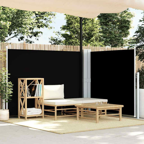 Oakestry Retractable Black Side Awning Outdoor Privacy Screen Durable Water Resistant Polyester Sun Shade Barrier for Patio Balcony Garden Outdoor Spaces