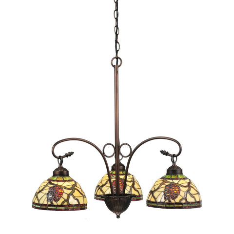 Oakestry 28 Inch Pinecone 3 Light Chandelier Rustic Nature Inspired Ceiling Fixture Cabin Style Hanging Lamp Vintage Woodland Lighting for Dining Room Living Room Décor