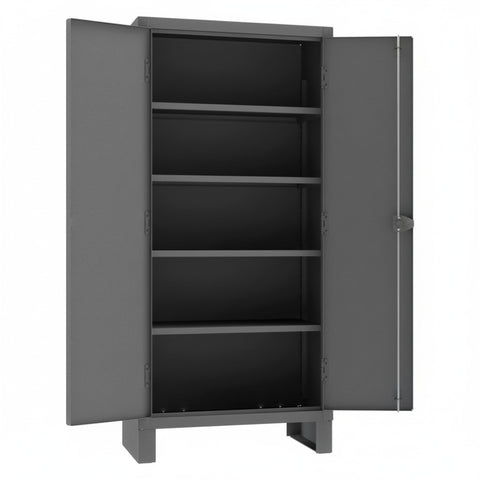 Oakestry Extra Heavy Duty Cabinet 36 x 18 x 78 in 12 Gauge Steel 4 Adjustable Shelves Recessed Doors Pad Lock Handle Gray Storage Cabinet
