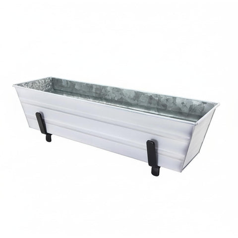 Oakestry Small White Flower Box Brackets Mounted 2x4 Railing Planter Outdoor Balcony Deck Garden Herb Window