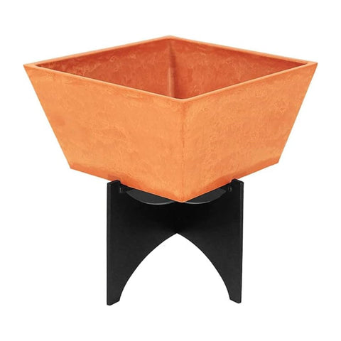 Oakestry Zaha Terra Cotta Metal Plant Stand Indoor Outdoor Decorative Flower Pot Holder Raised Display for Patio Balcony Garden Home Accent Durable Stable Stylish Everyday Use