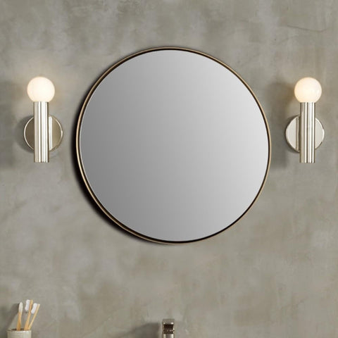 Oakestry Round Metal Frame Mirror Wall Mounted Decorative Vanity Mirror Modern Industrial Design for Bathroom Bedroom Living Room Durable Rust Resistant Frame Clear Reflection Easy Installation