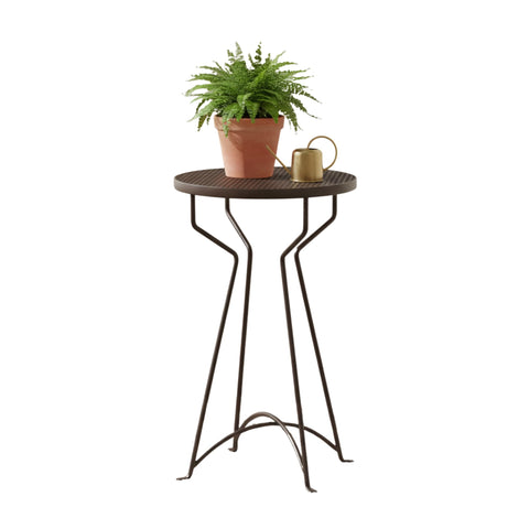 Oakestry Capri 24" Wrought Iron Plant Stand Table with Roman Bronze Finish, Round Indoor/Outdoor Accent Table
