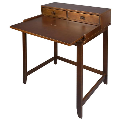 Solid Wood Home Office Computer Desk with Hutch, Pull-out tray and Concealed Compartment