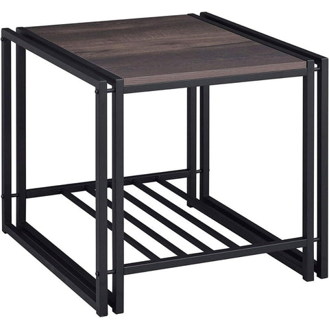 Oakestry Wooden End Table with Open Storage Shelf Modern Nightstand for Living Room and Bedroom Compact Side Table for Small Spaces Rustic Accent Furniture with Sturdy Frame, Dark Brown