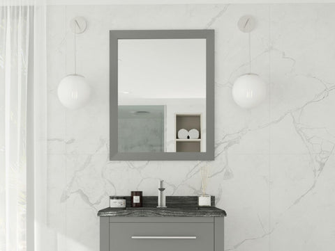 Oakestry Fully Framed Grey Mirror Twenty-Four Inch, Premium Wall-Mounted Modern Home Décor Accent
