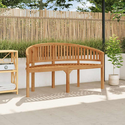 Oakestry Banana Bench 59 4 inches Solid Teak Wood Outdoor Patio Garden Seating Furniture Weather Resistant Durable Heavy Duty Modern Backyard Porch Deck Lawn