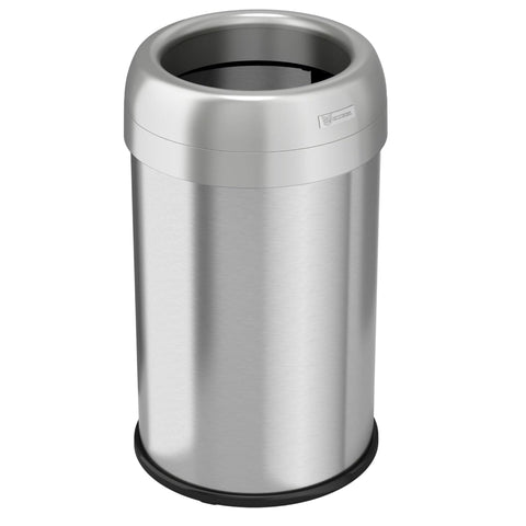Open Top Trash Can 13 gal Plastic/Stainless Steel Silver