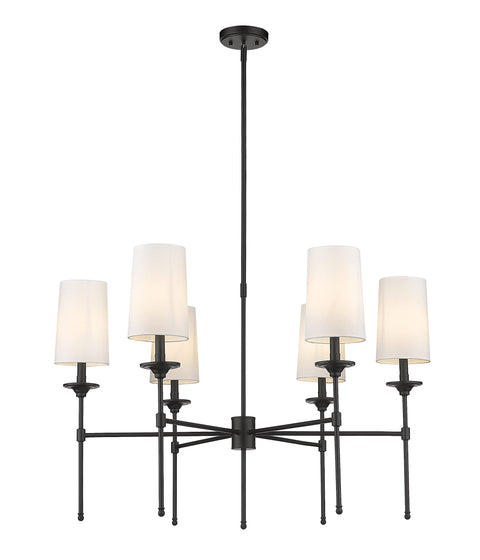 Oakestry 6 Light Chandelier Matte Black Steel Off White Transitional, Traditional, Coastal Sleek, Classical, Modern Ceiling Lighting Fixture for Dining Room Foyer Great Room Hallway Kitchen Modern