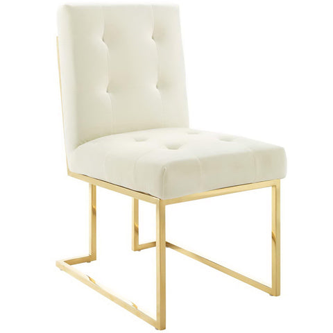 Oakestry Privy Contemporary Performance Velvet Dining Chair Gold Stainless Steel Accent Upholstered Modern Side Seating for Dining Room Kitchen Living Area Furniture