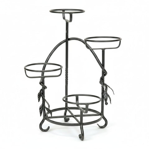 Oakestry Piazza 12" Plant Stand, Wrought Iron Round Plant Holder with Black Powder-Coated Finish, Indoor Outdoor Heavy Duty Planter Stand