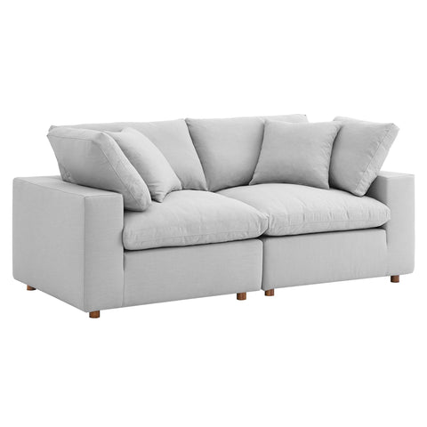 Oakestry Luxury Inspired Commix Down Filled Overstuffed 2 Piece Sectional Sofa Set Comfortable Indoor Sectional Sofa for Living Room Apartment Lounge Reception Area Premium Daily Styling