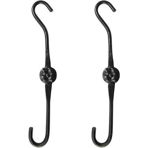 Oakestry 12-Inch Extender Hook 2-Pack – Matte Wrought Iron Wall Hooks, Heavy Duty Hanging Brackets for Plants, Birdfeeders, Tools & Décor