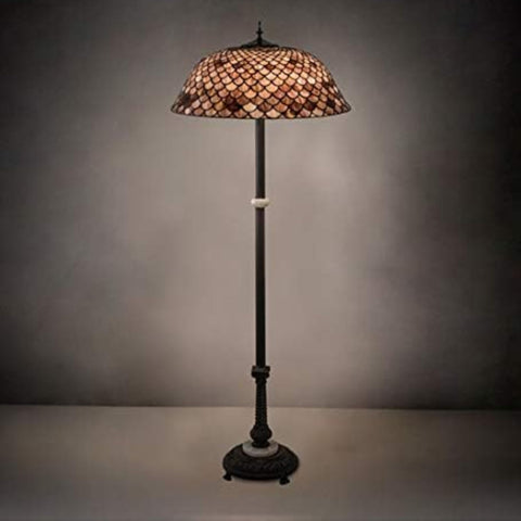 Oakestry 62 inches High Fishscale Floor Lamp Elegant Floor Lamp Stained Glass Lighting Decorative Home Living Room Bedroom Office Vintage Style Durable Build Ambient Light