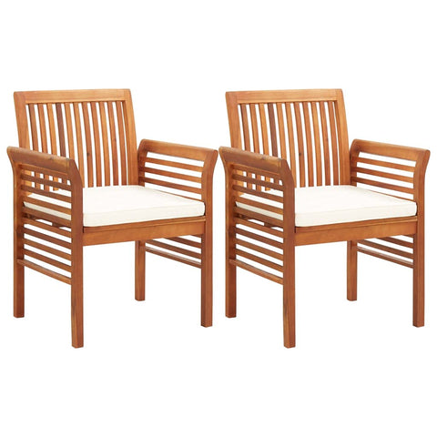 Oakestry Dining Chair Set of 2 Brown Solid Acacia Wood Medium – Outdoor Patio Seating, Weather Resistant Furniture